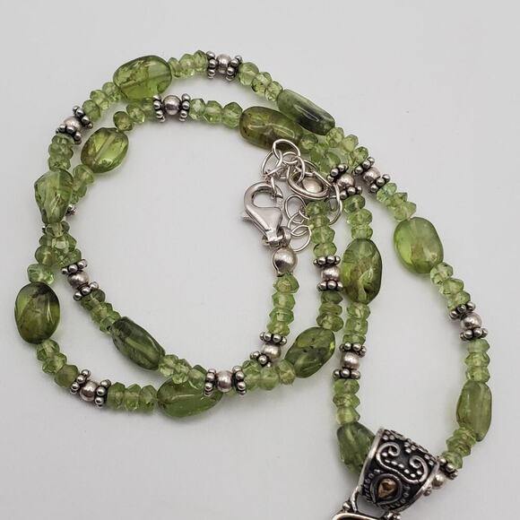 Suarti BA 925 Sterling Silver 18K Gold Topaz Peridot MOP Cross Pendant Necklace - Picture 4 of 7